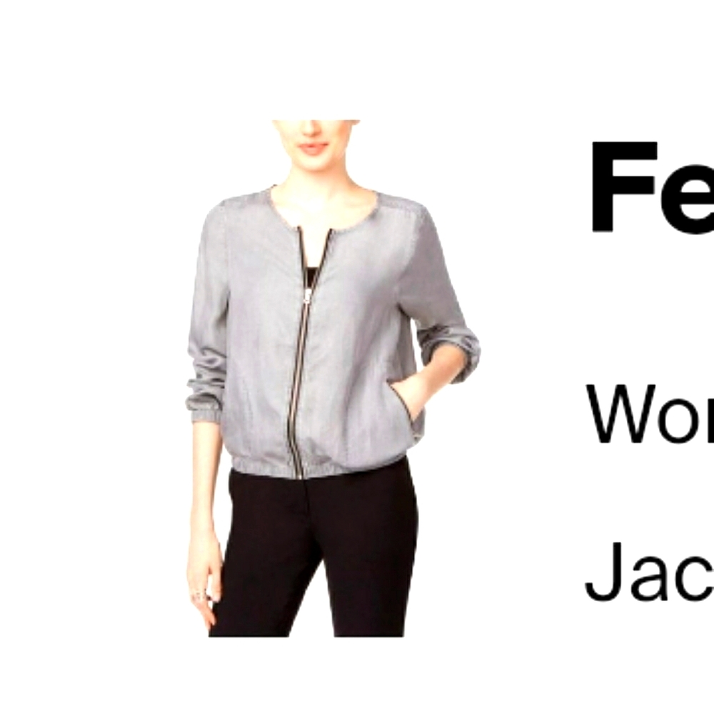 Soft Gray Chambray Bomber Jacket